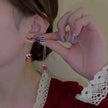 Ins Fashion Xmas Earrings Moving Santa Claus Long Tassel Earrings For Women Christmas Tree Snowflake Asymmetric Drop Earring