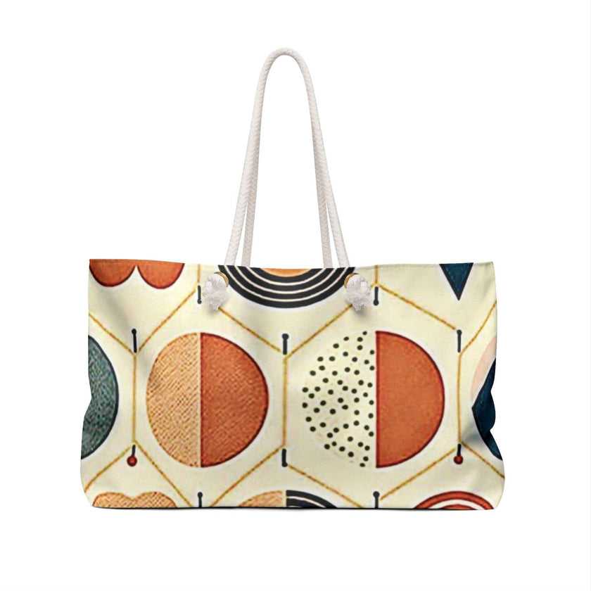Mid-Century Geometric Circle Weekender Bag | Retro Abstract Tote | Busy Mom Carryall | Baby Essentials Travel | Gift For Mom