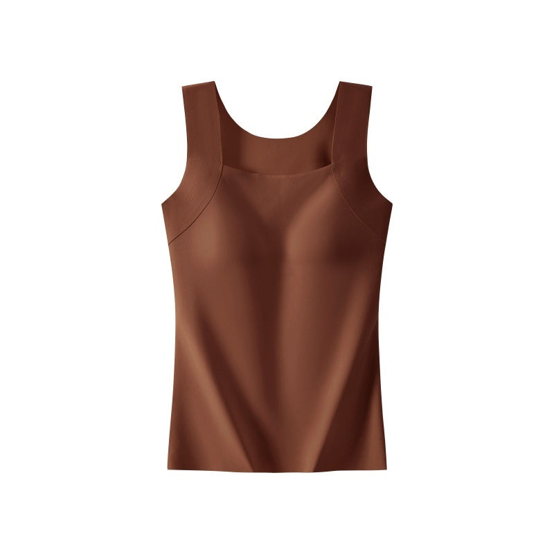 Women's Seamless Thermal Vest – Built-In Bra, Nylon, S–6XL | Multiple Colours