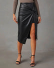 Women's Split Mid-length Hot Girl Hip Leather Wrap Skirt