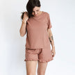 Ladies' Bamboo 2-Piece Short Sleeve Lounge Set | Olive Rib