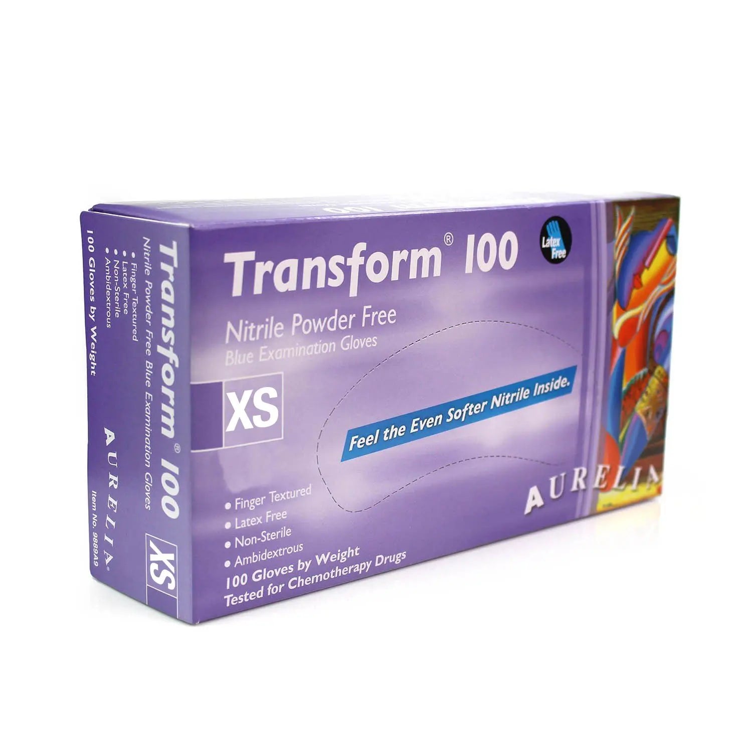 Aurelia - Transform Blue Nitril Medium Gloves 100 PF 3.2 mm