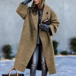 Autumn And Winter Long Woolen Color Temperament Commute No Belt Lapel Loose Woolen Green Coat