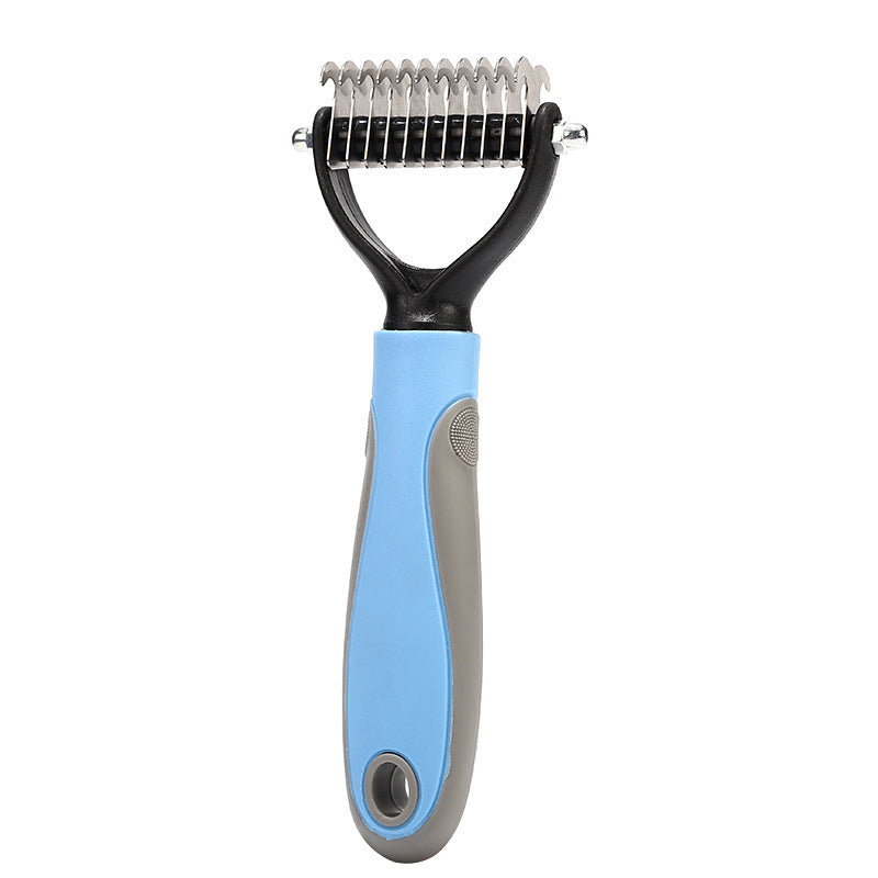 Pet Dematting Comb – Stainless Steel Knot Remover for Dogs & Cats | Pink & Blue
