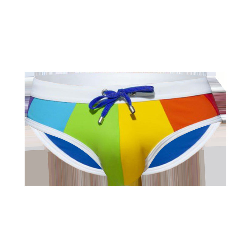 Men's Rainbow Swim Briefs | Color Stitching Nylon Swimsuit Canada | M-XXL