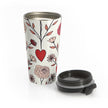 Hand-Drawn Red Heart Floral Stainless Steel Travel Mug | Valentine Pattern