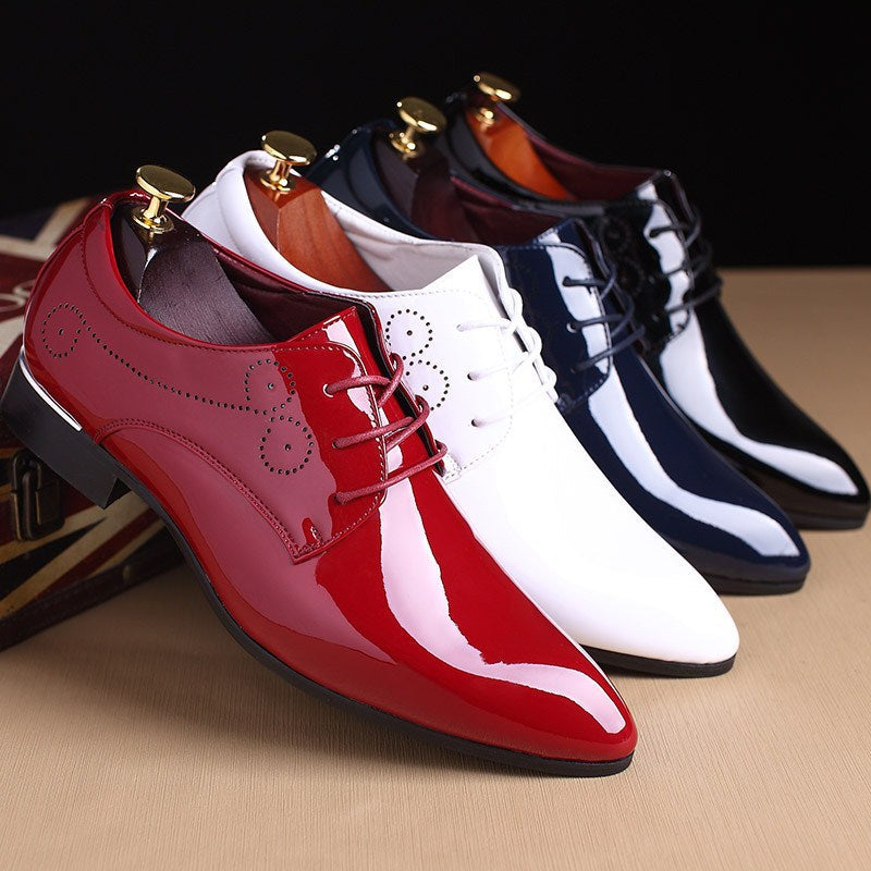 Men's Slip-On Business Casual Leather Dress Shoes – Black, Blue & Red | Canada & USA
