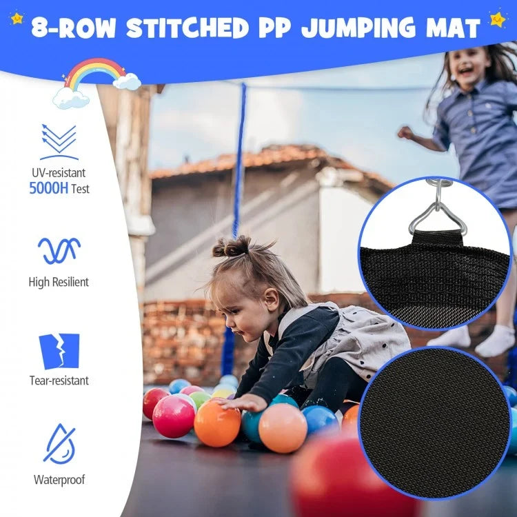 12ft Outdoor Trampoline with Enclosure Net & Basketball Hoop (400 lb Capacity)