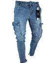 Cargo Hole Denim Jeans Men pant slim fitted