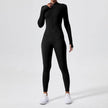 Athleisure Bodycon Long Sleeve Turtleneck Zip up Hip Raise Workout Yoga Jumpsuit Activewear for Women