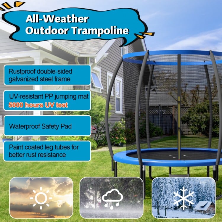 10 Feet ASTM Approved Recreational Trampoline with Ladder