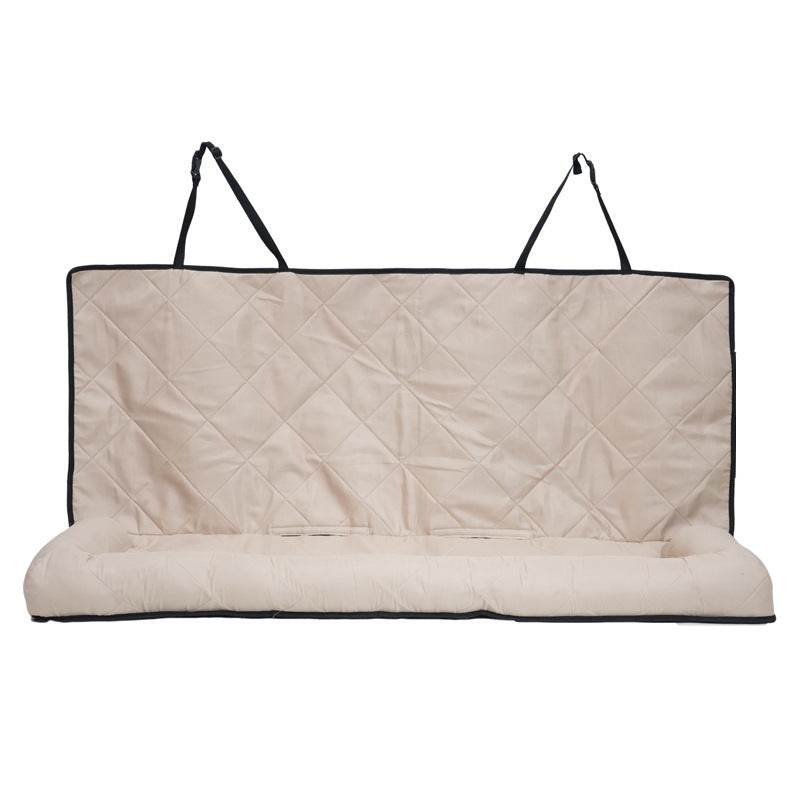 Dog Car Back Seat Bed – Plush Bolstered Pet Travel Seat (Khaki)