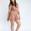 Ladies' Bamboo 2-Piece Short Sleeve Lounge Set | Terracotta Rib