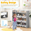 4-Tier Kids Bookshelf and Toy Storage Rack with 8 Toy Organizer Bins-Grey