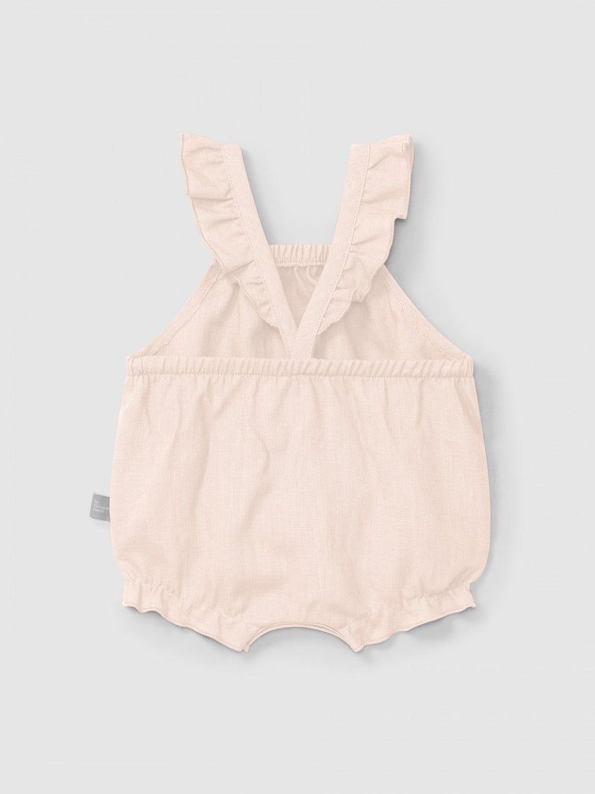 Plain shortie in linen with cotton and straps with ruffle | Pink | Snug