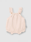 Plain shortie in linen with cotton and straps with ruffle | Pink | Snug