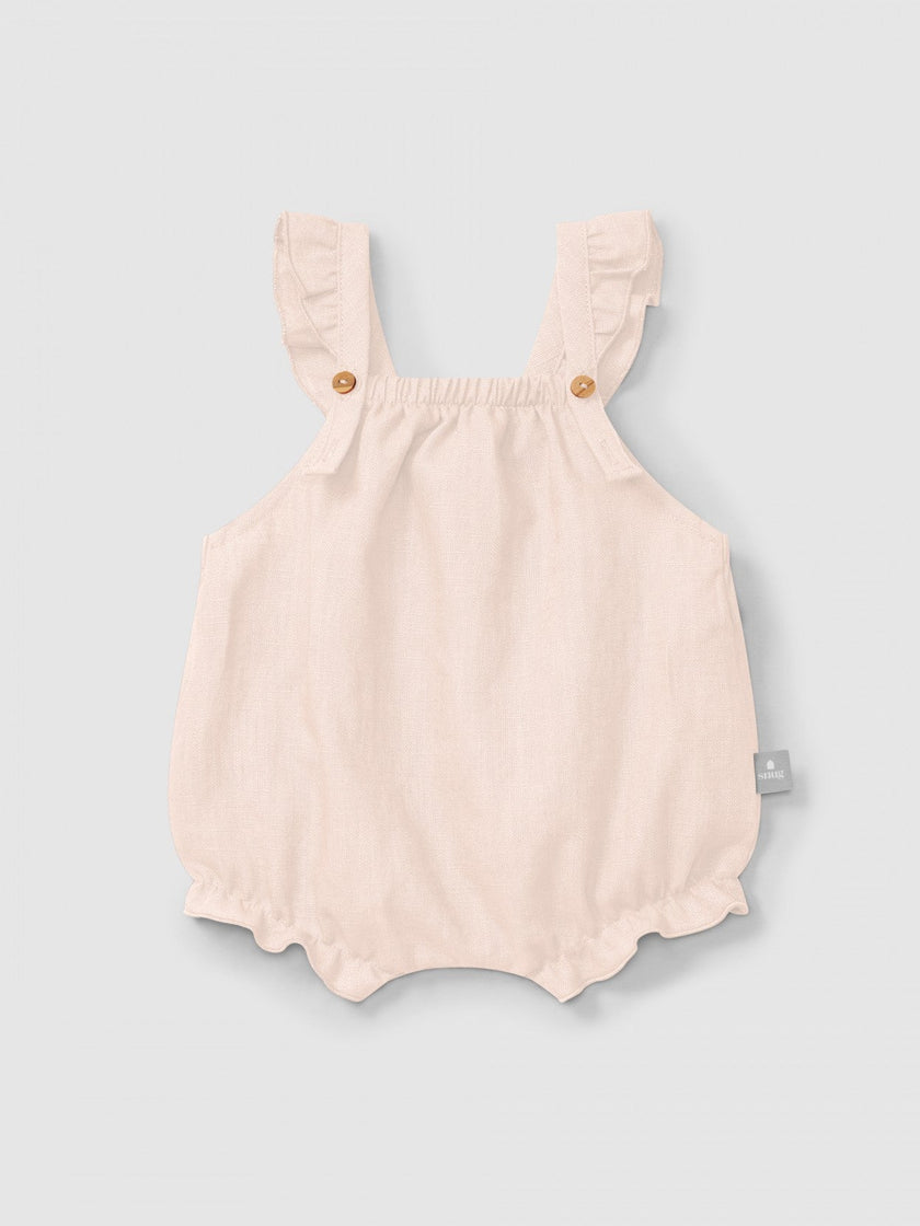 Plain shortie in linen with cotton and straps with ruffle | Pink | Snug