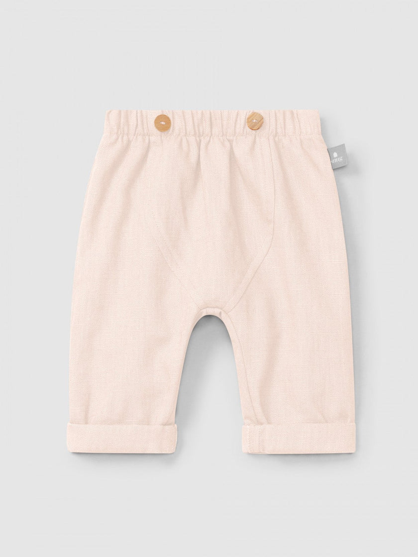 Plain pull-up pants in linen with cotton | Pink | Snug