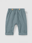 Plain pull-up pants in linen with cotton | Mint Blue | Snug
