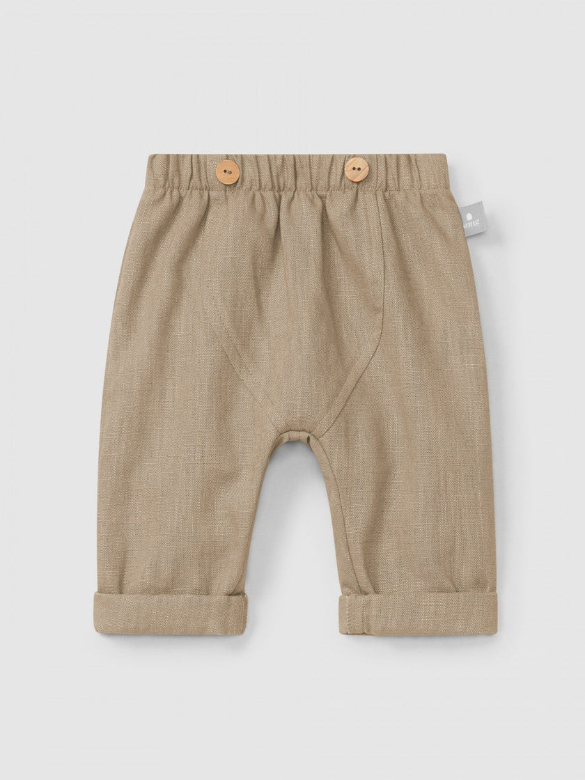 Plain pull-up pants in linen with cotton | Coffee | Snug