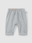 Plain pull-up pants in linen with cotton | Greyish Blue | Snug