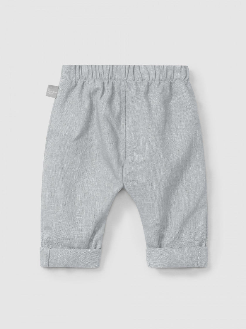 Plain pull-up pants in linen with cotton | Greyish Blue | Snug