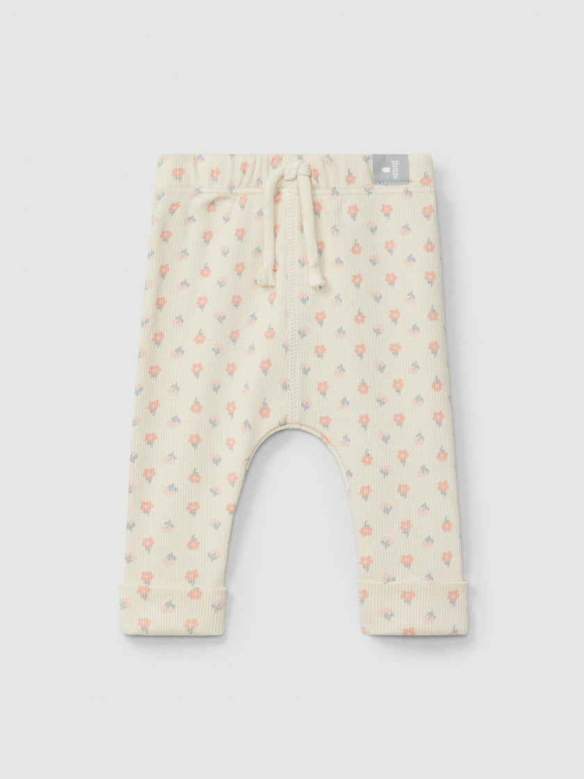Ribbed jersey leggings floral print | Pink | Snug