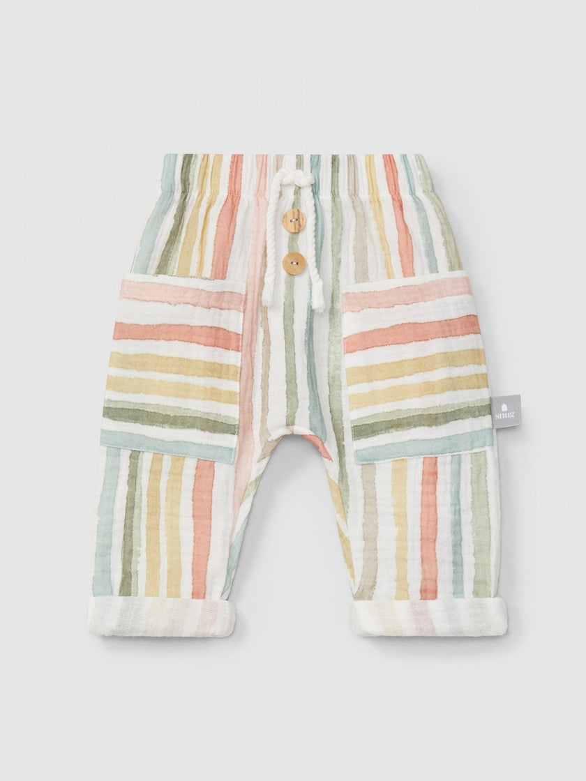 Multi-colour striped pull-up pants | Multicolor | Snug