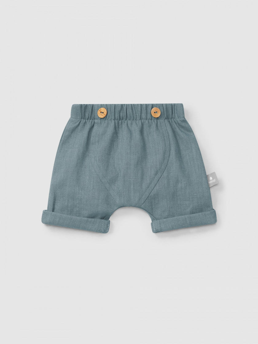 Plain pull-up shorts in linen with cotton | Mint Blue | Snug