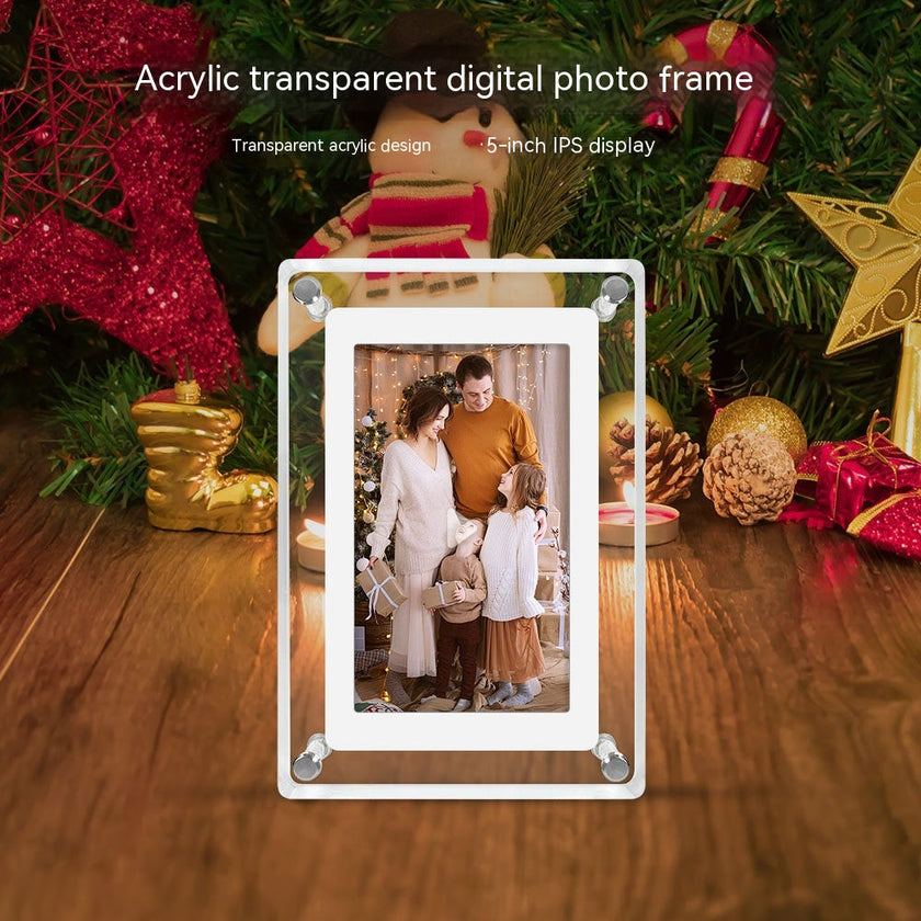 5-inch Transparent Acrylic Digital Photo Frame with Video Player & Stereo Speaker