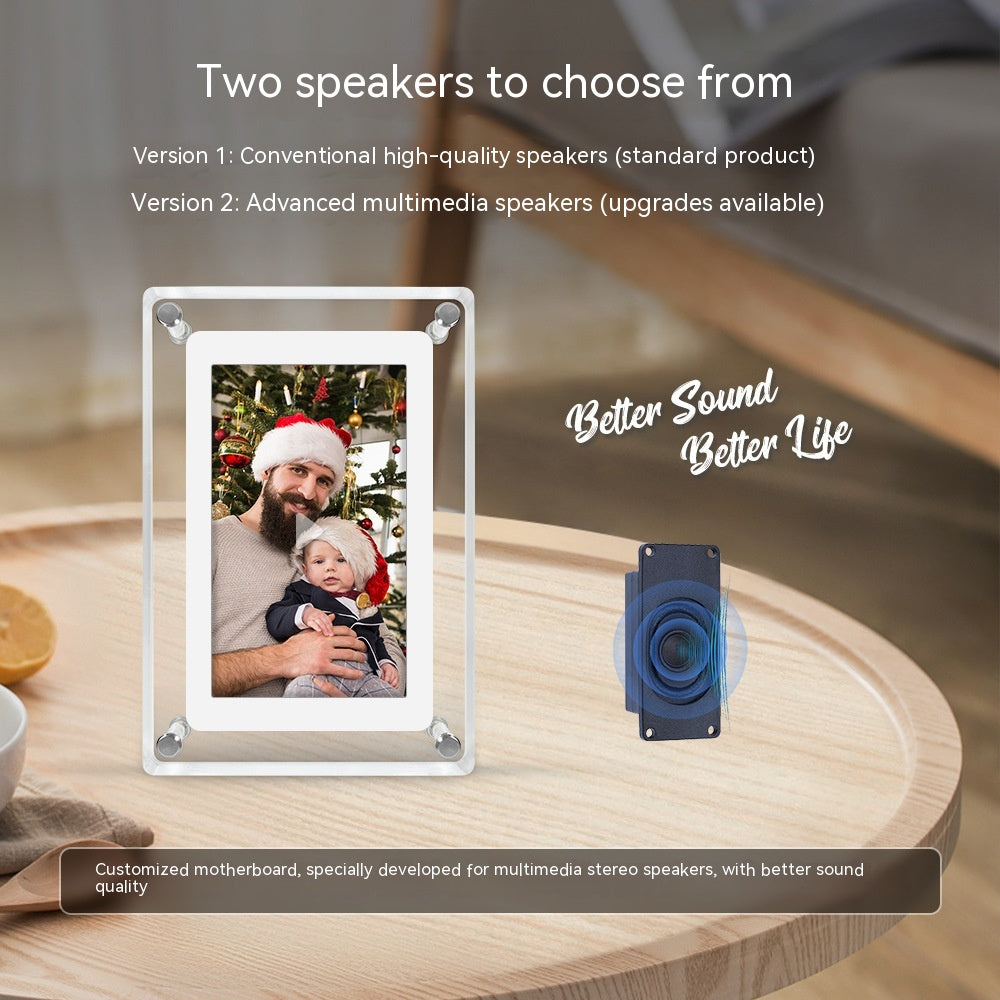 5-inch Transparent Acrylic Digital Photo Frame with Video Player & Stereo Speaker