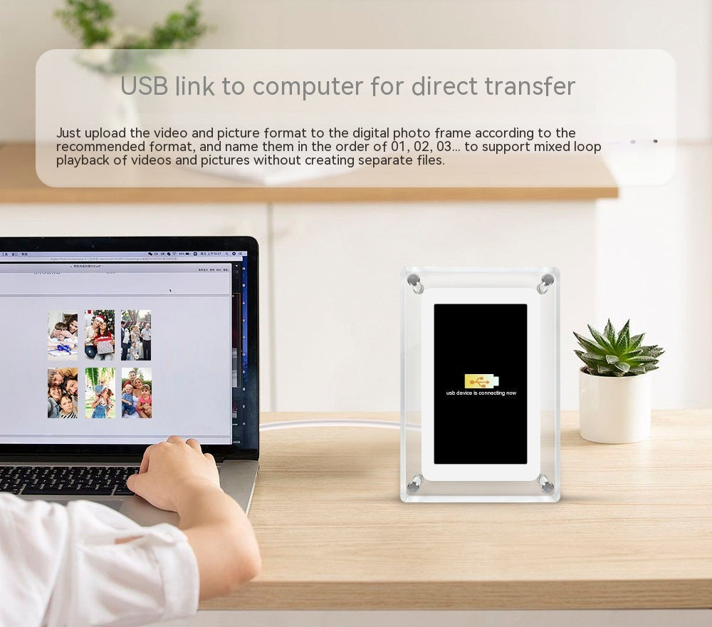 5-inch Transparent Acrylic Digital Photo Frame with Video Player & Stereo Speaker