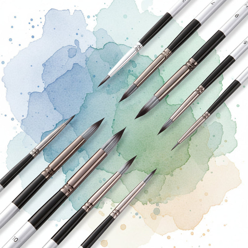 Nylon Hair Art Brush Set 10pcs – Watercolor, Oil & Acrylic Painting Brushes with Wood Handle