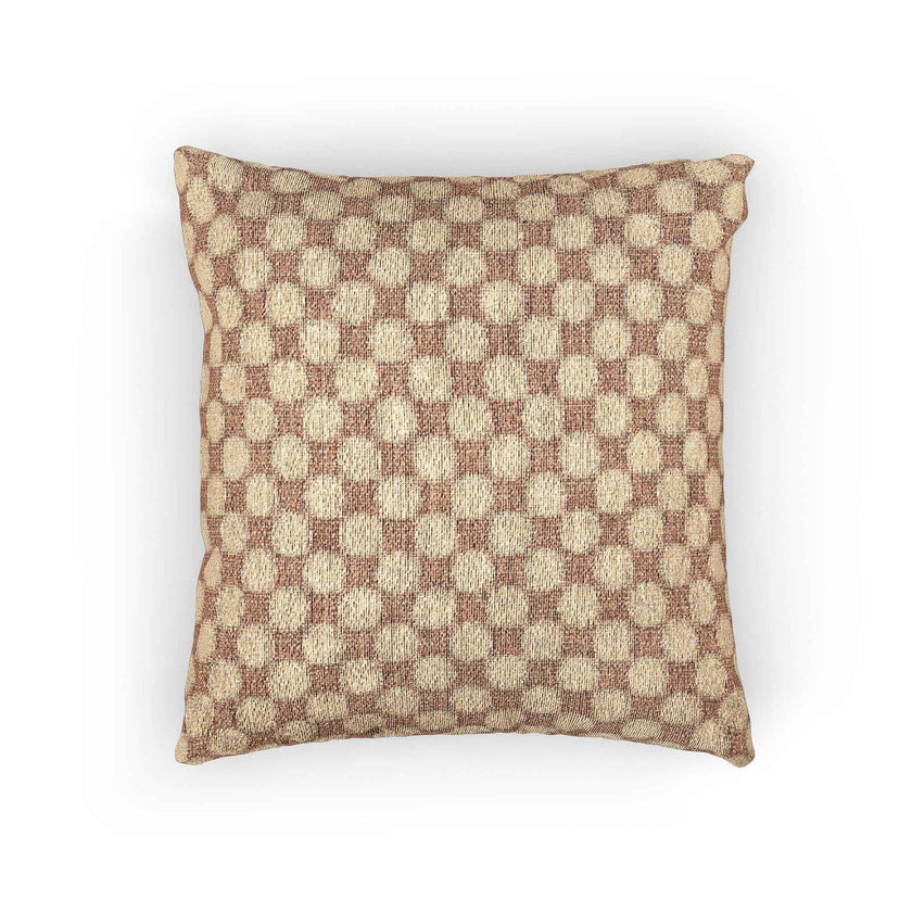 Woven Checkered Pattern Pillow | Neutral Brown Geometric Throw Pillow