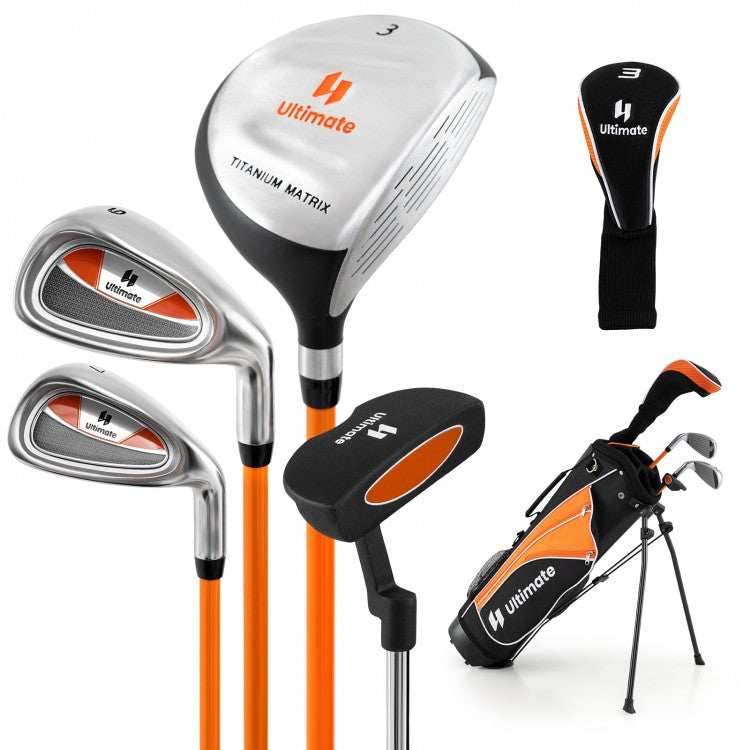 Complete Junior Golf Club Set for Kids Age 11–13 with Stand Bag, Fairway Wood, Irons & Putter