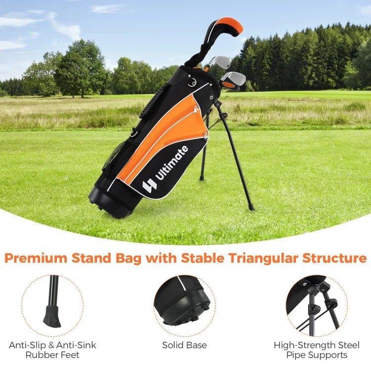 Complete Junior Golf Club Set for Kids Age 11–13 with Stand Bag, Fairway Wood, Irons & Putter