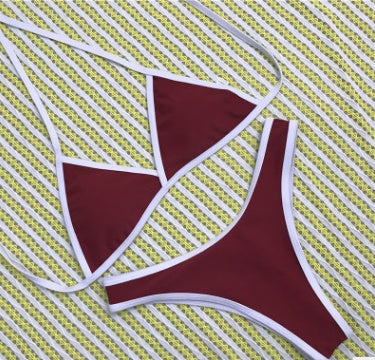 Women's Halter Triangle Bikini Set – Contrast Trim