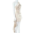 One-shoulder Sleeveless Mini Dress Charming Slim Backless Party Wedding Satin Dresses Womens Clothing