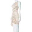 One-shoulder Sleeveless Mini Dress Charming Slim Backless Party Wedding Satin Dresses Womens Clothing