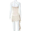 One-shoulder Sleeveless Mini Dress Charming Slim Backless Party Wedding Satin Dresses Womens Clothing