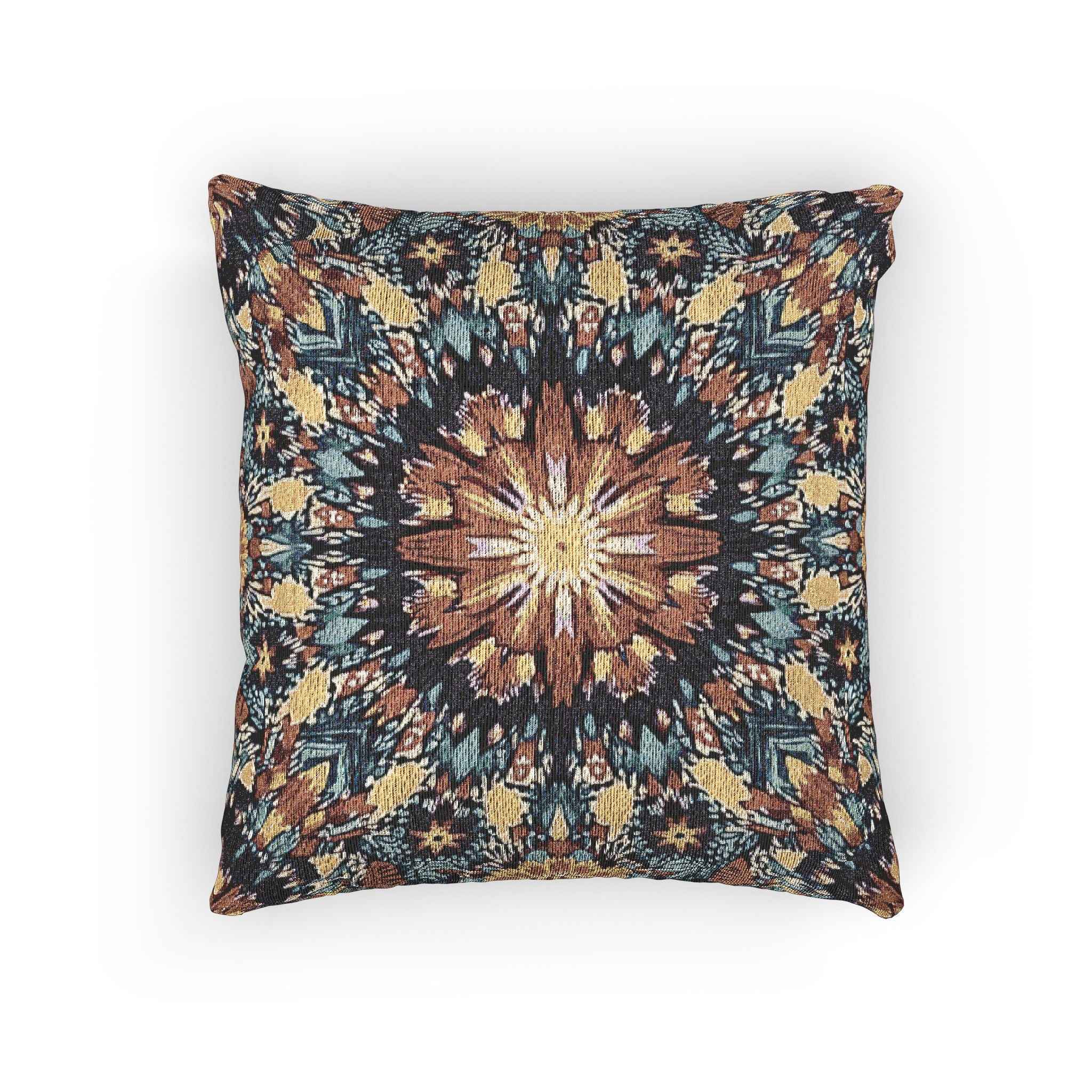 Geometric Mandala Woven Pillow | Boho Mosaic Throw Pillow