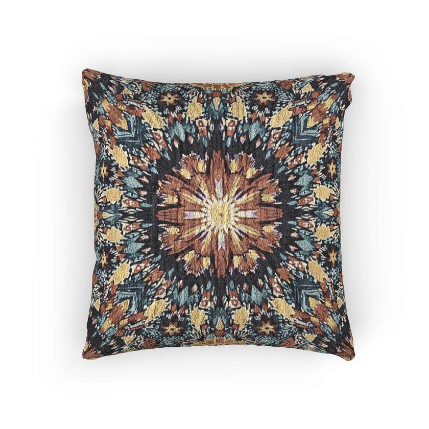 Geometric Mandala Woven Pillow | Boho Mosaic Throw Pillow