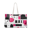 Pink Black Geometric Weekender Bag | Abstract Shapes Large Tote Bag