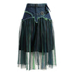 Denim Midi Skirt A Line Mid Length Street Style