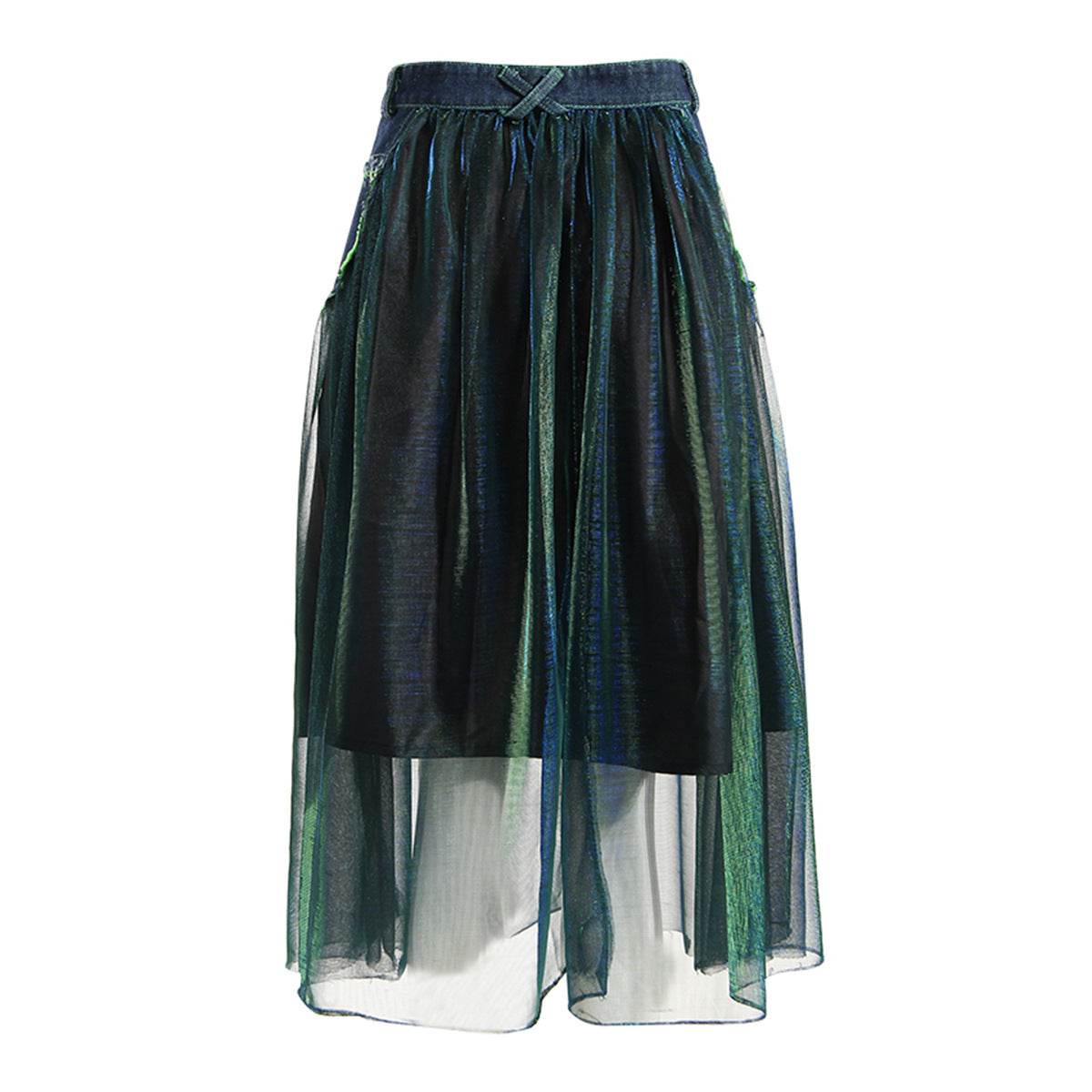 Denim Midi Skirt A Line Mid Length Street Style
