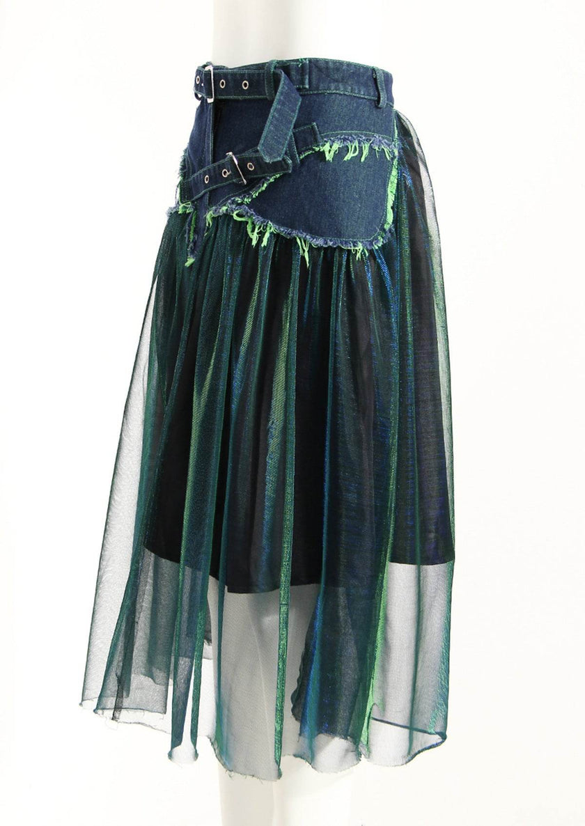 Denim Midi Skirt A Line Mid Length Street Style