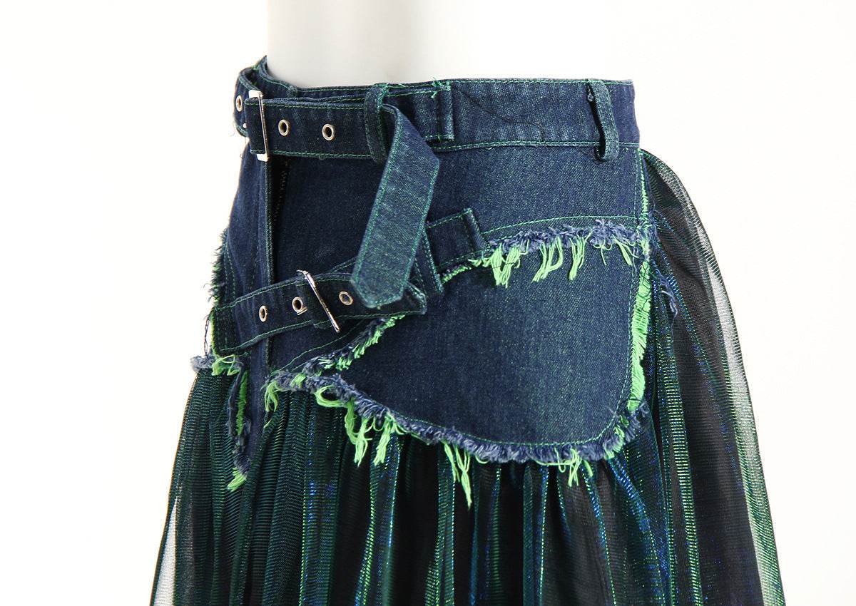 Denim Midi Skirt A Line Mid Length Street Style