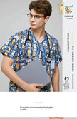 Surgical Gown Printed V-neck Pet Doctor Beauty Hospital Work Clothes Flower Dog Blue