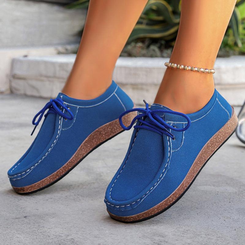 Women's Suede Lace-Up Flat Casual Loafers