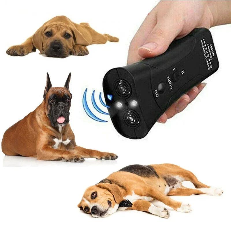 3-in-1 Anti Barking Dog Training Device – Ultrasonic Repeller & LED Flashlight (Black / Yellow)